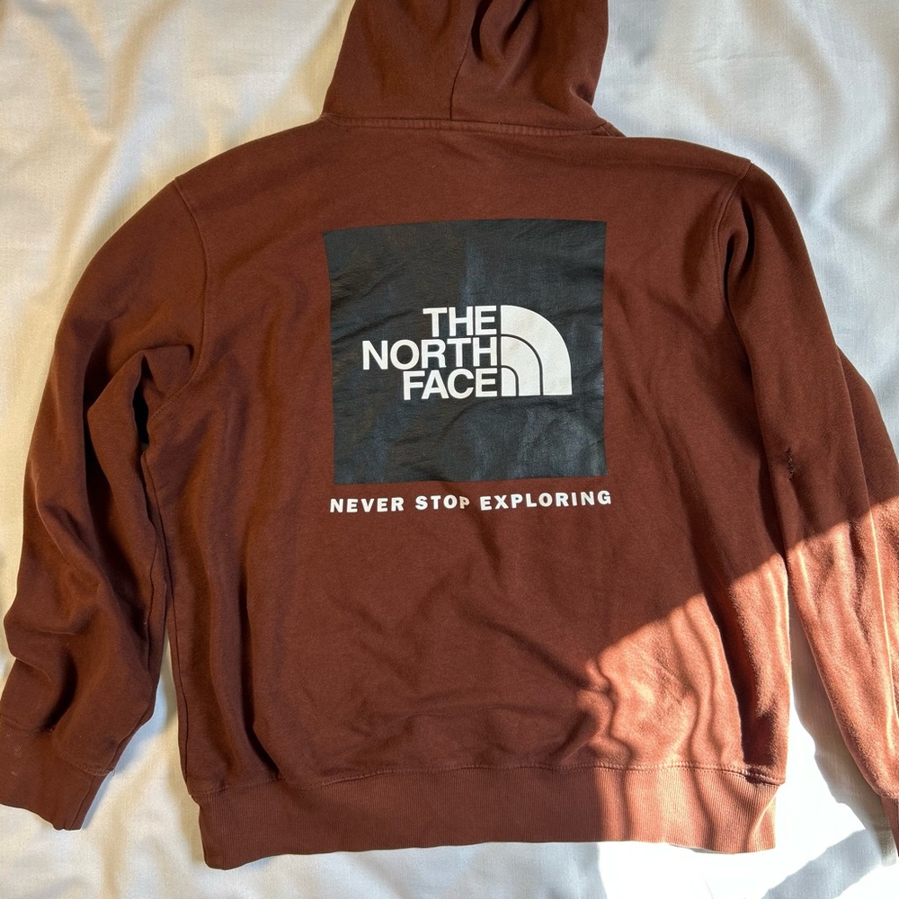 The North Face Brown Hoodie Size M Pullover Logo Graphic Outdoor
